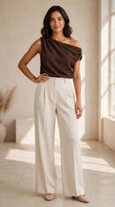 Blusa Marrom Ombro Caído