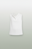 Regata Branca Gola Boba Crepe Texturizado - V&K Store