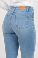 Calça Skinny Jeans Feminina Bi-stretch Cintura Alta Indigo Claro Rocksham