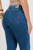 Calça Skinny Jeans Feminina Bi-stretch Cintura Alta Escura Rocksham