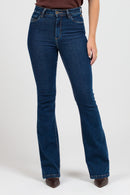 Calça Flare Jeans Feminina Índigo Escuro