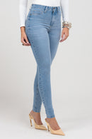 Calça Skinny Jeans Feminina Bi-stretch Cintura Alta Indigo Claro Rocksham