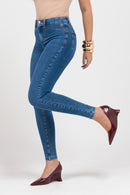 Calça Skinny Jeans Feminina Bi-stretch Cintura Alta Escura Rocksham