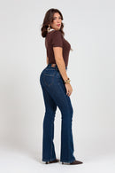 Calça Flare Jeans Feminina Índigo Escuro