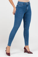 Calça Skinny Jeans Feminina Bi-stretch Cintura Alta Escura Rocksham