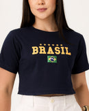 Cropped Brasil Bandeira Bordada